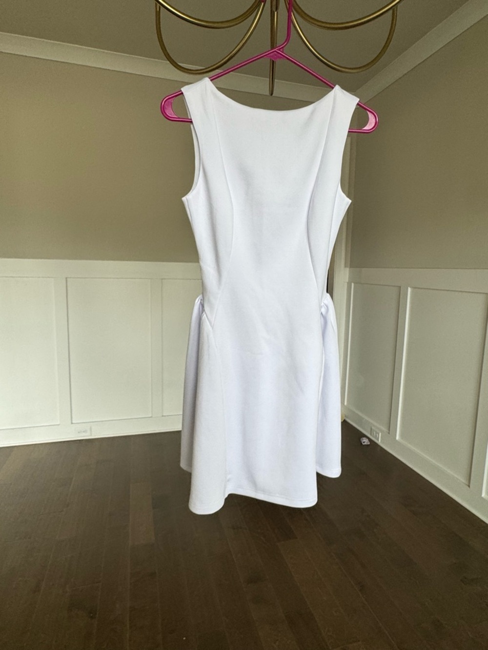 Simple White Sleeveless Fit-and-Flare with Open Back Dress